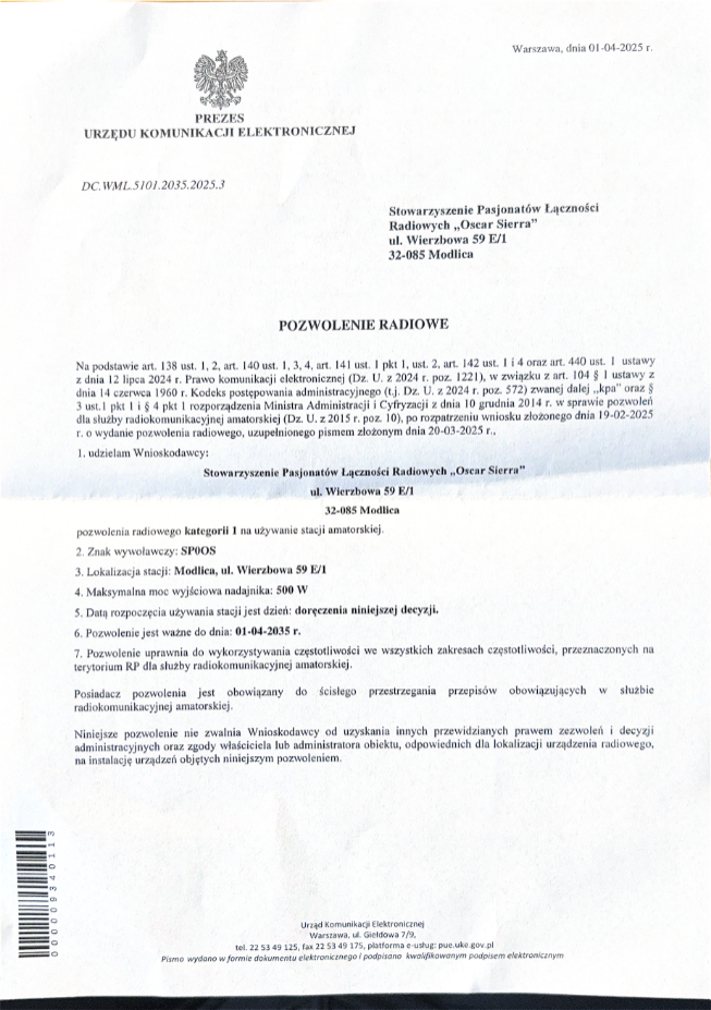 pozwolenie radiowe
